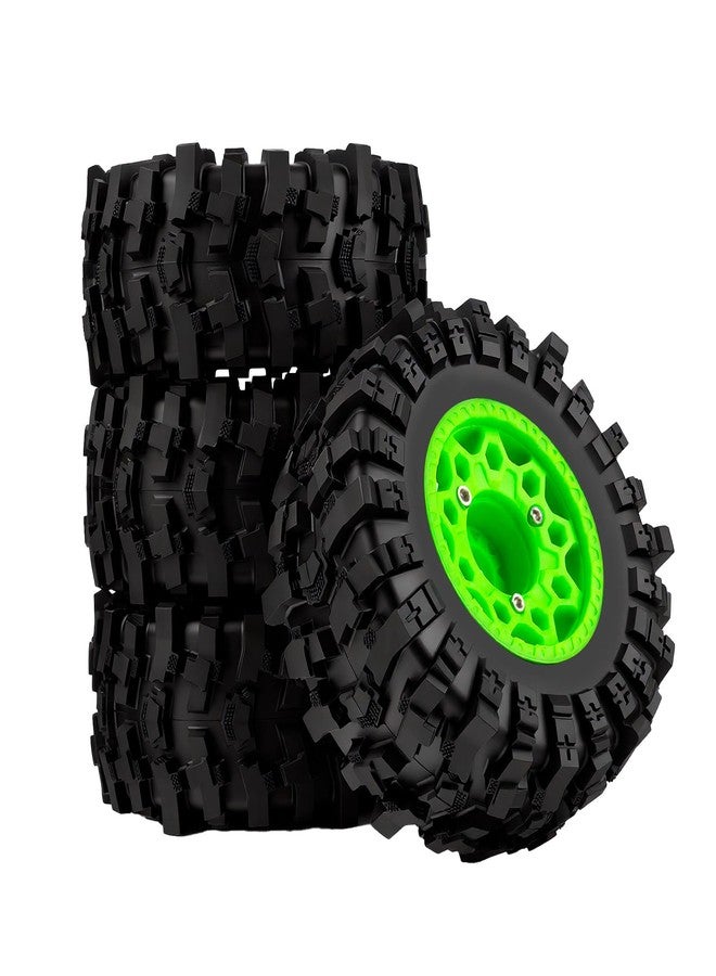 NMNRC Plastic RC Short Course Truck Wheels and Rubber Tires & 12MM 14MM 17MM Hex Kit for 1/10 Arrma Senton Slash 4×4 2WD for Axial Losi Series Upgrade Part Green - Image 1
